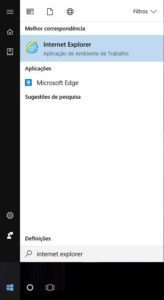 Pesquisar Internet Explorer no menu iniciar do Windows